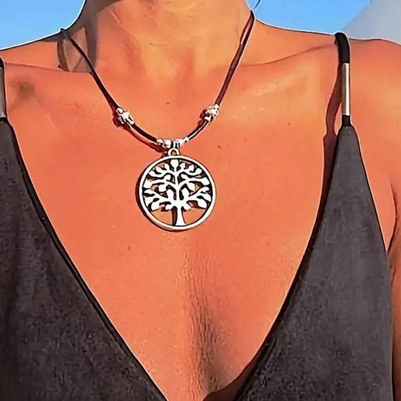 Tree Of Life Vintage Statement Pendant Necklace, Bohemian, Boho, Tribal - Picture 3 of 6